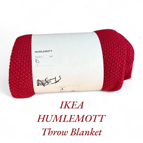IKEA HUMLEMOTT Dark Red Throw Blanket 51" x 67" - Picture 1 of 2